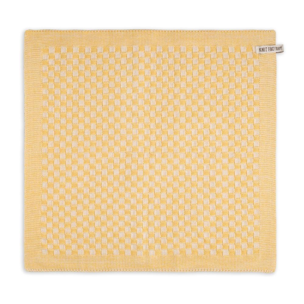 knit factory Keukendoek Cubes Ecru/Gold