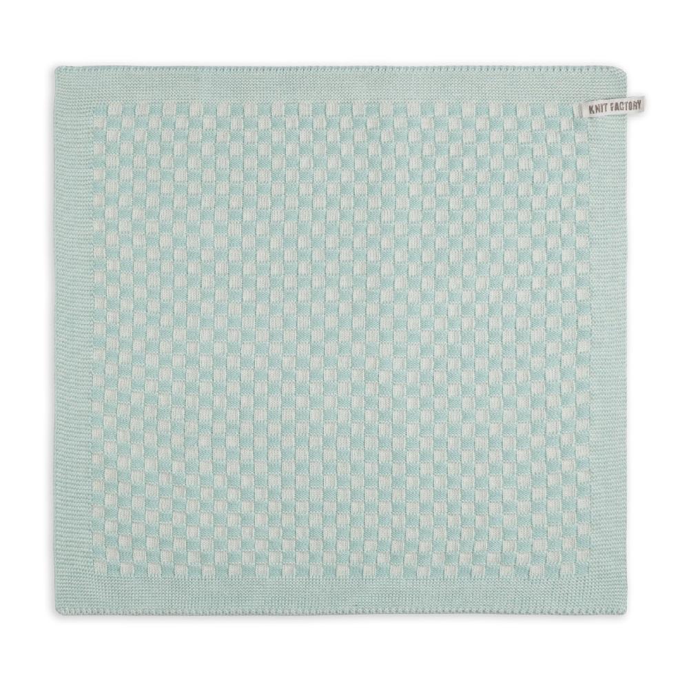 knit factory Keukendoek Cubes Ecru/Mint