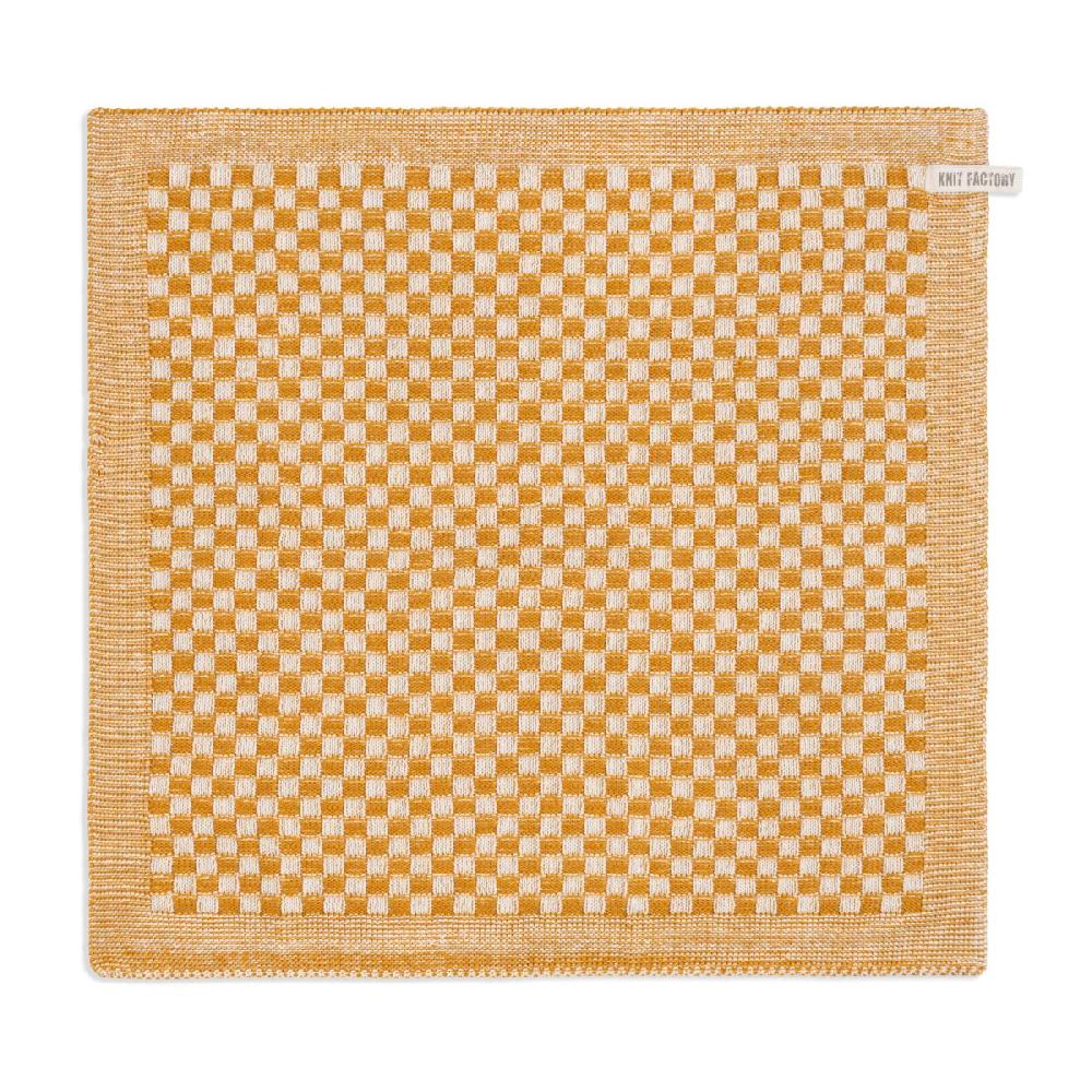 knit factory Keukendoek Cubes Ecru/Oker