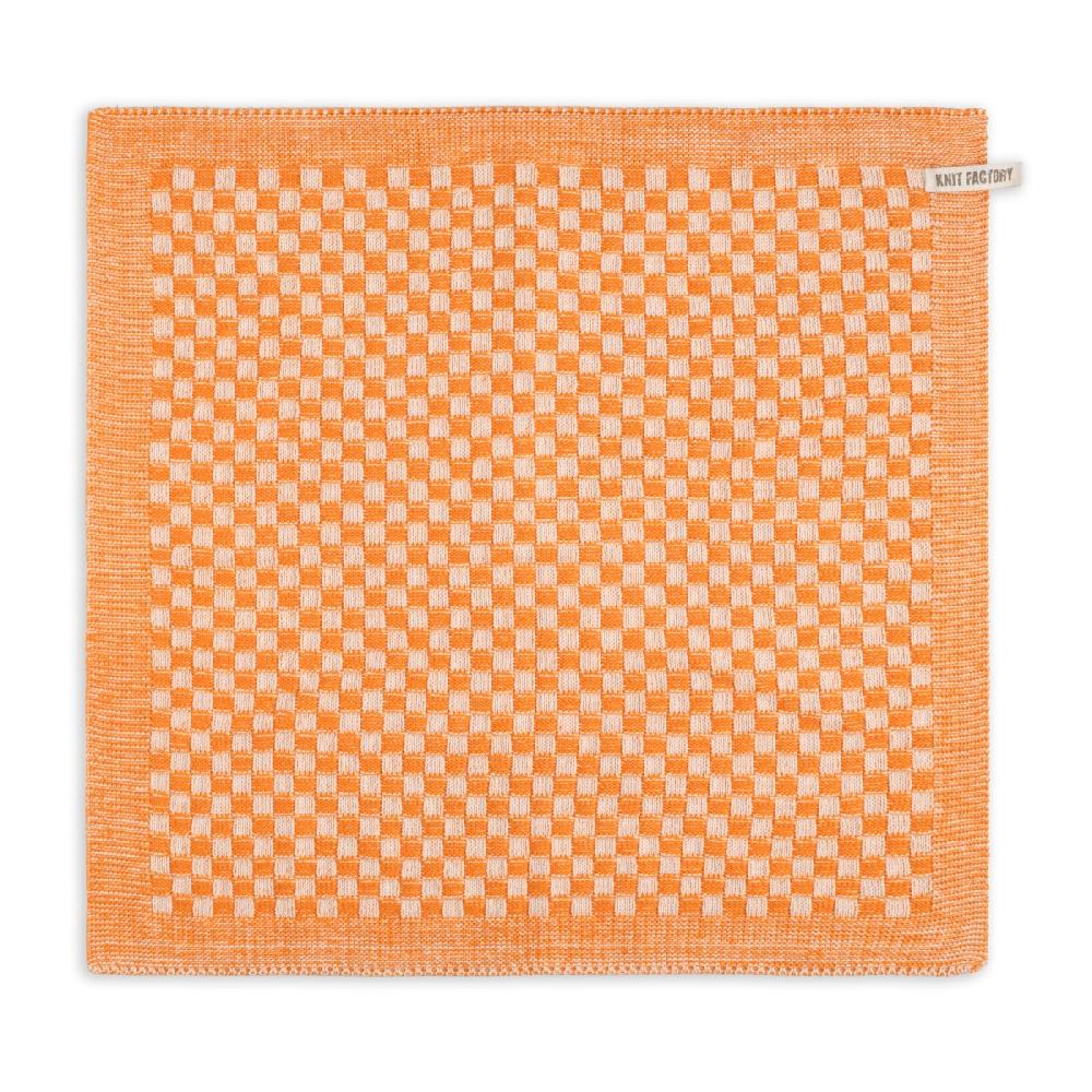 knit factory Keukendoek Cubes Ecru/Orange