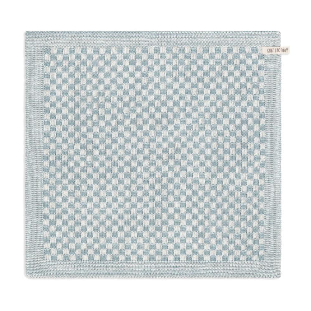 knit factory Keukendoek Cubes Ecru/Stone Green