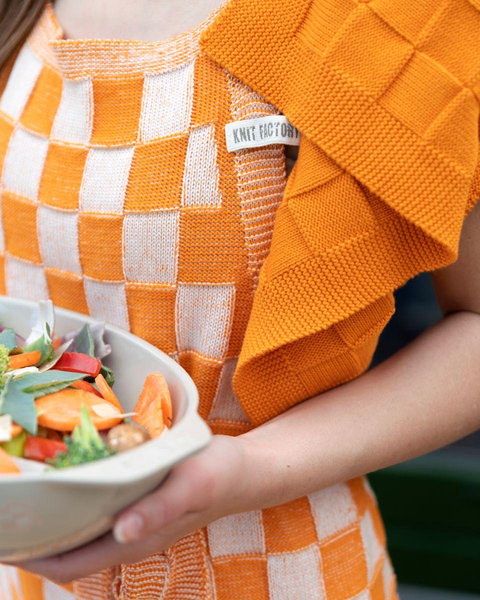 Knit Factory Keukendoek Uni Orange