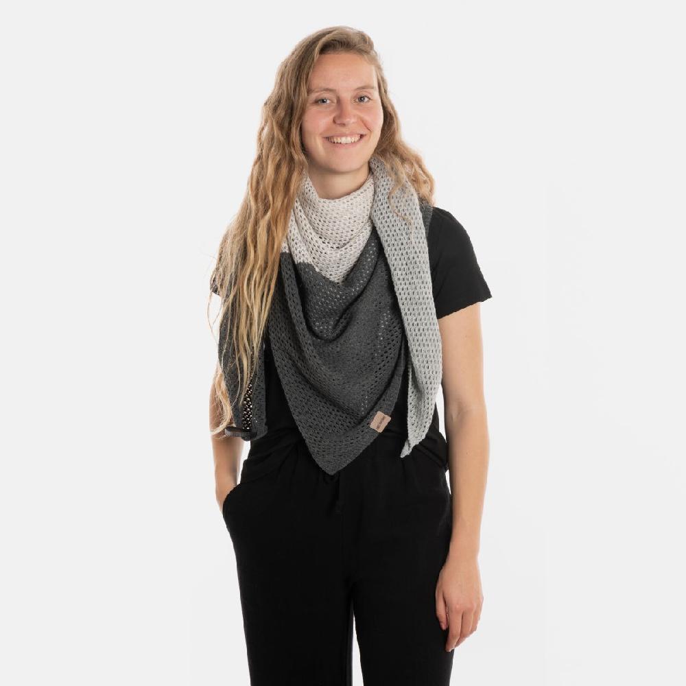 Knit Factory Lacey Vierkante Sjaal Solid Grey