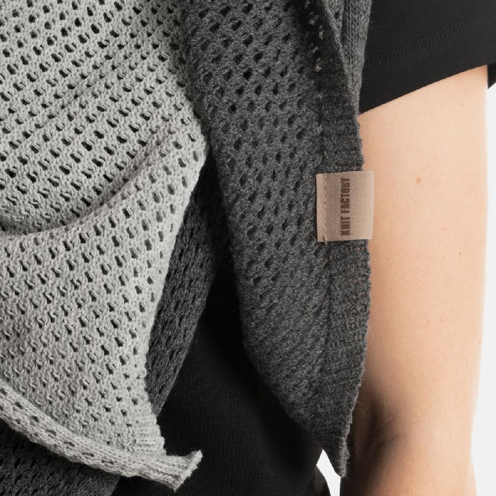 Knit Factory Lacey Vierkante Sjaal Solid Grey