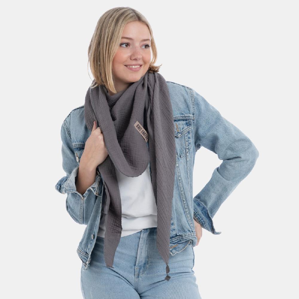 Knit Factory Liv Omslagdoek Antraciet