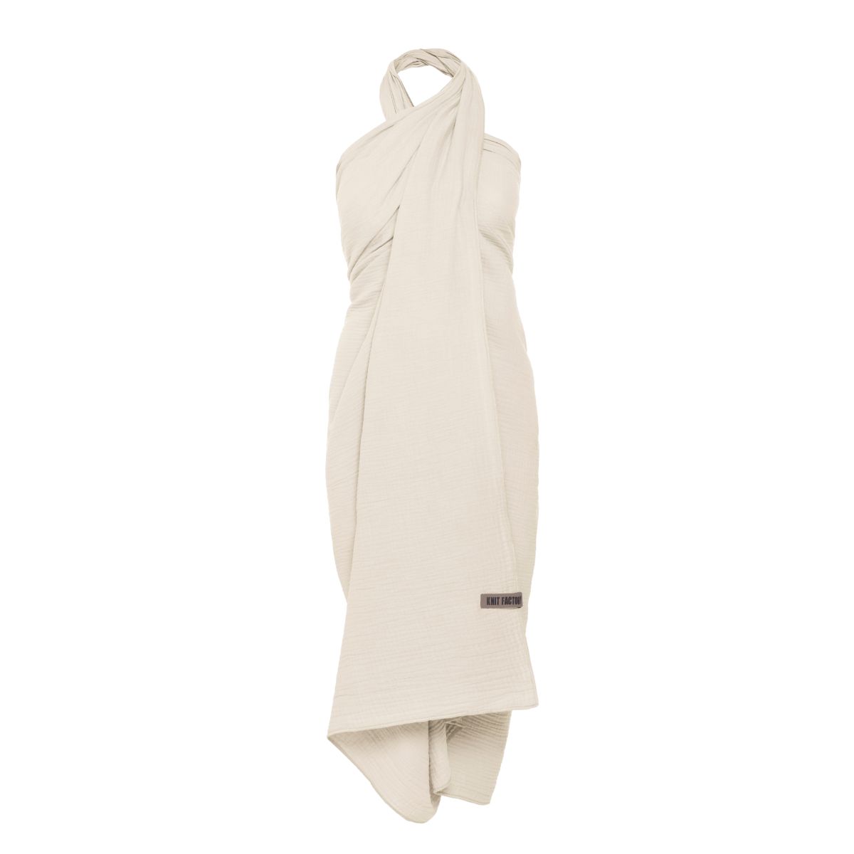 knit factory Liv Pareo - XL Sjaal - Stranddoek Beige