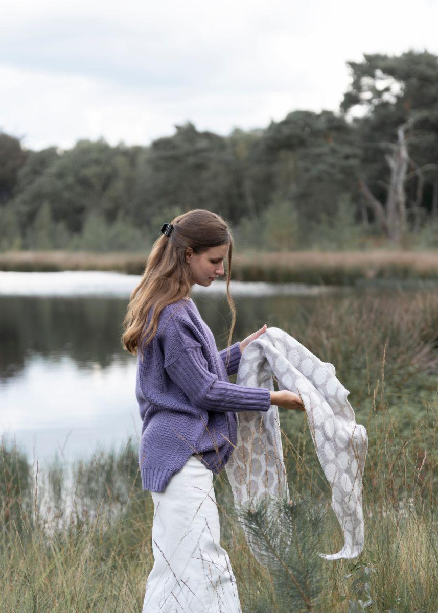 Knit Factory Liva Omslagdoek Zwart/Beige