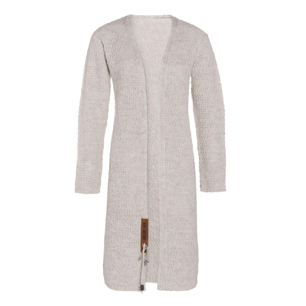 knit factory Luna Lang Gebreid Vest Beige - 36/38
