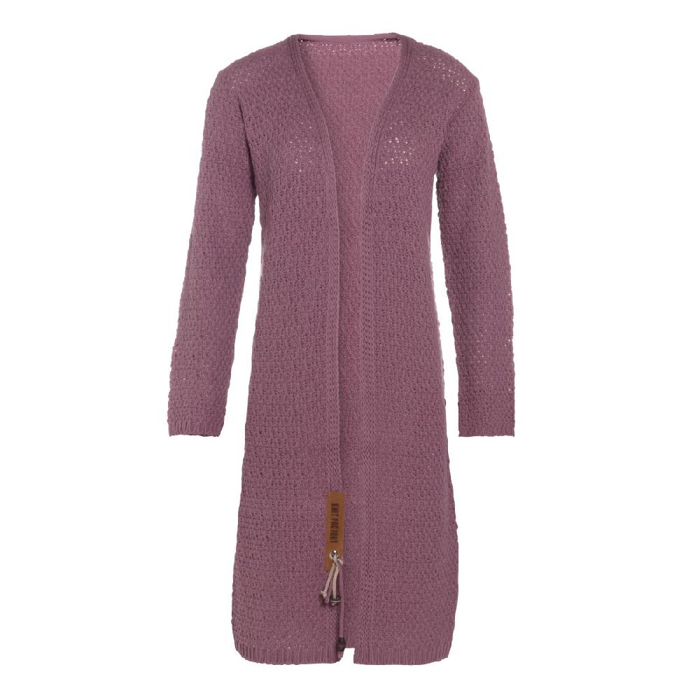 knit factory Luna Lang Gebreid Vest Lila - 36/38