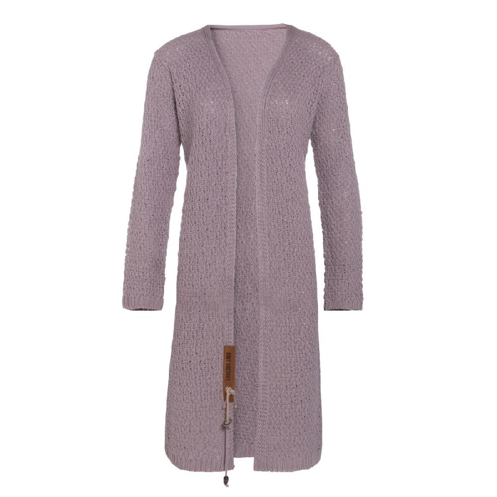 knit factory Luna Lang Gebreid Vest Mauve - 36/38