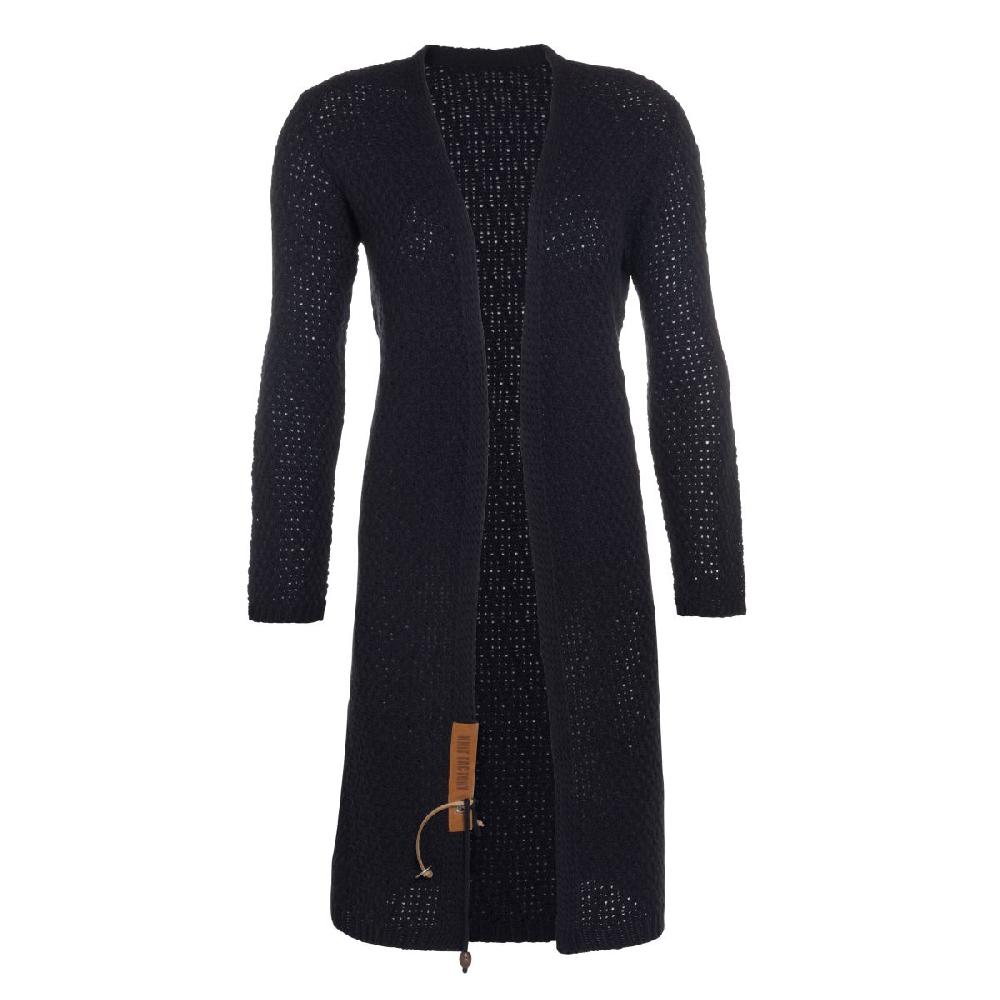 knit factory Luna Lang Gebreid Vest Navy - 36/38