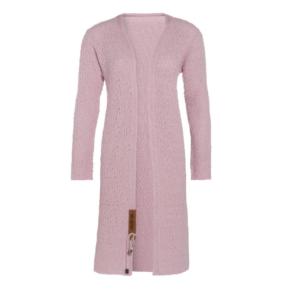 knit factory Luna Lang Gebreid Vest Roze - 36/38