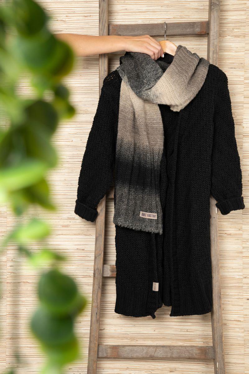 Knit Factory Mace Sjaal Zwart/Beige