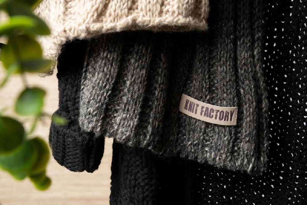 Knit Factory Mace Sjaal Zwart/Beige