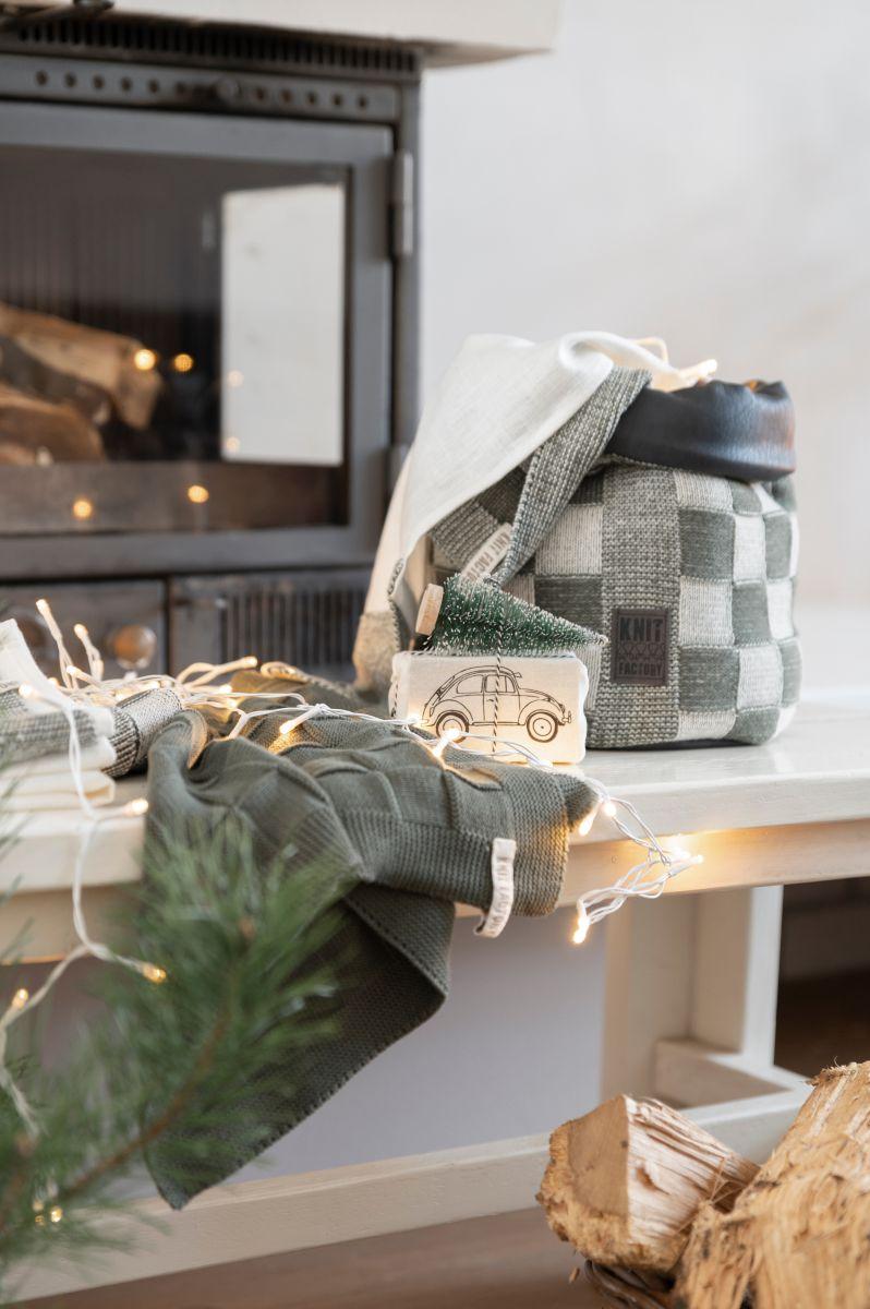 Knit Factory Mand Block Ecru/Stone Green - 25 Cm