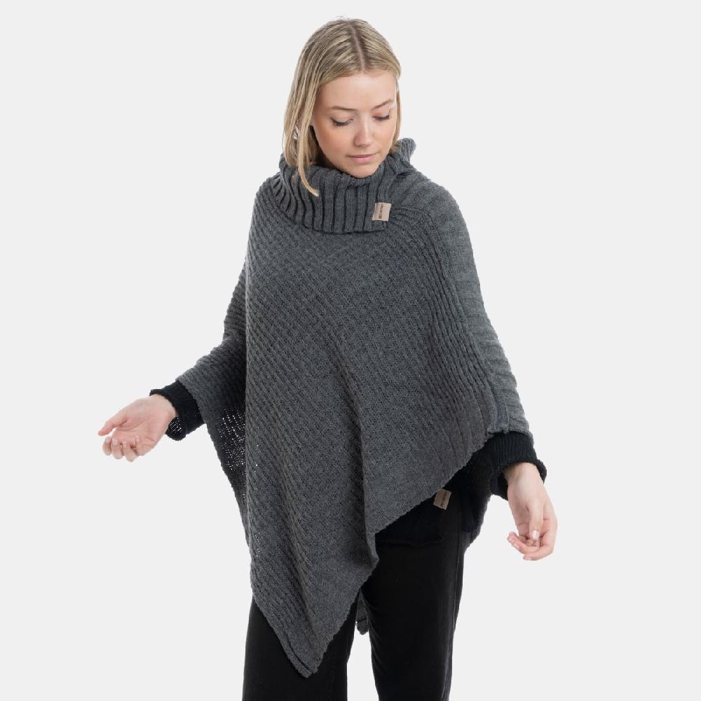 Knit Factory Nicky Gebreide Poncho Antraciet