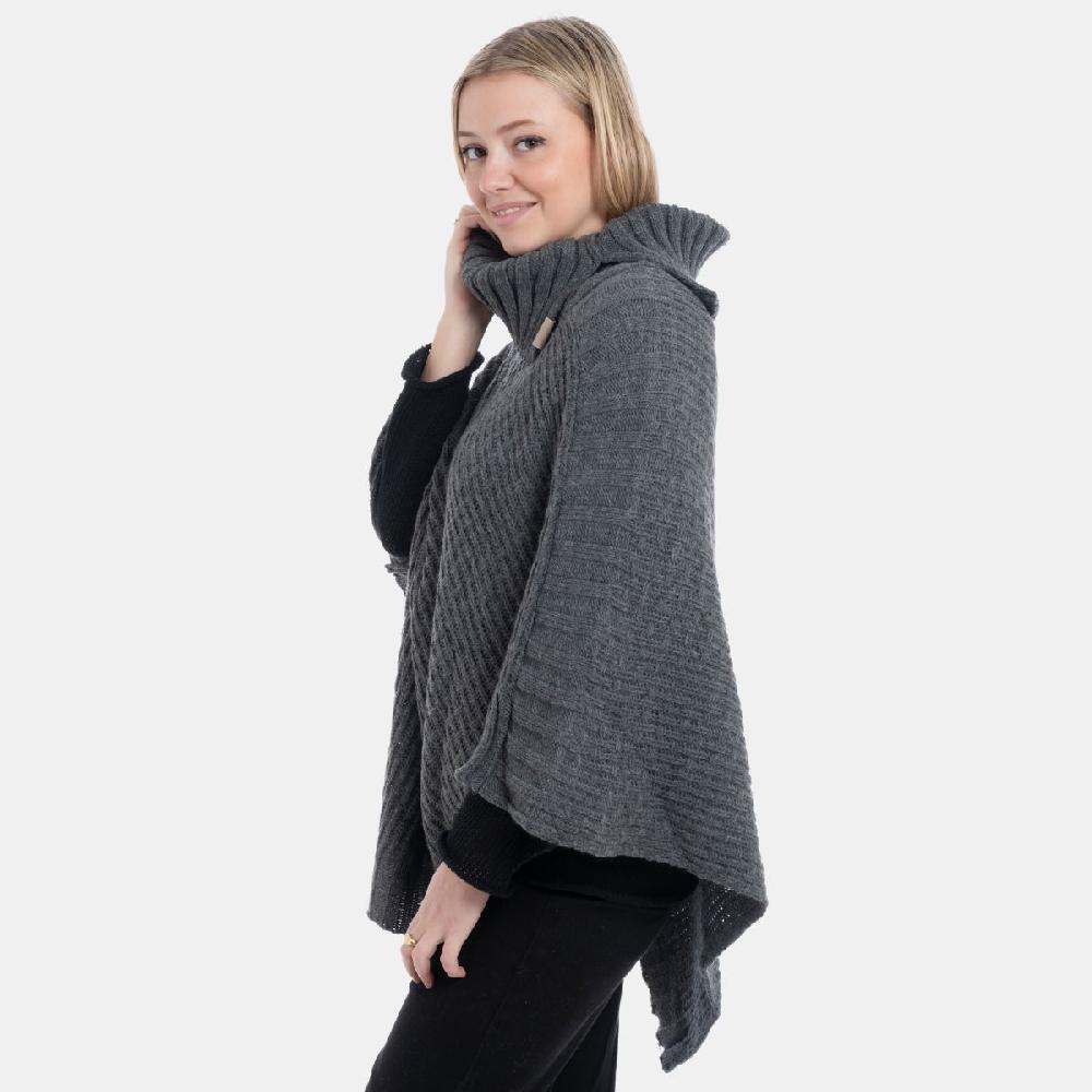 Knit Factory Nicky Gebreide Poncho Antraciet