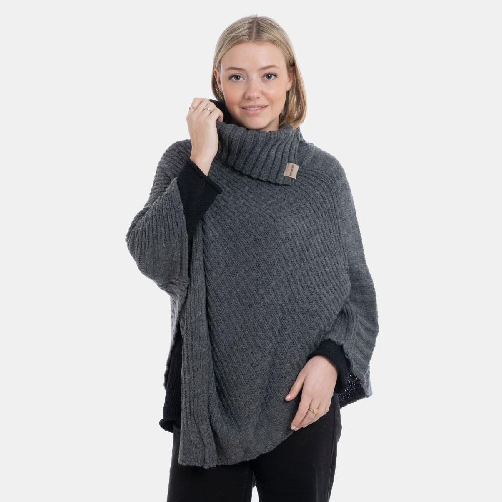Knit Factory Nicky Gebreide Poncho Antraciet