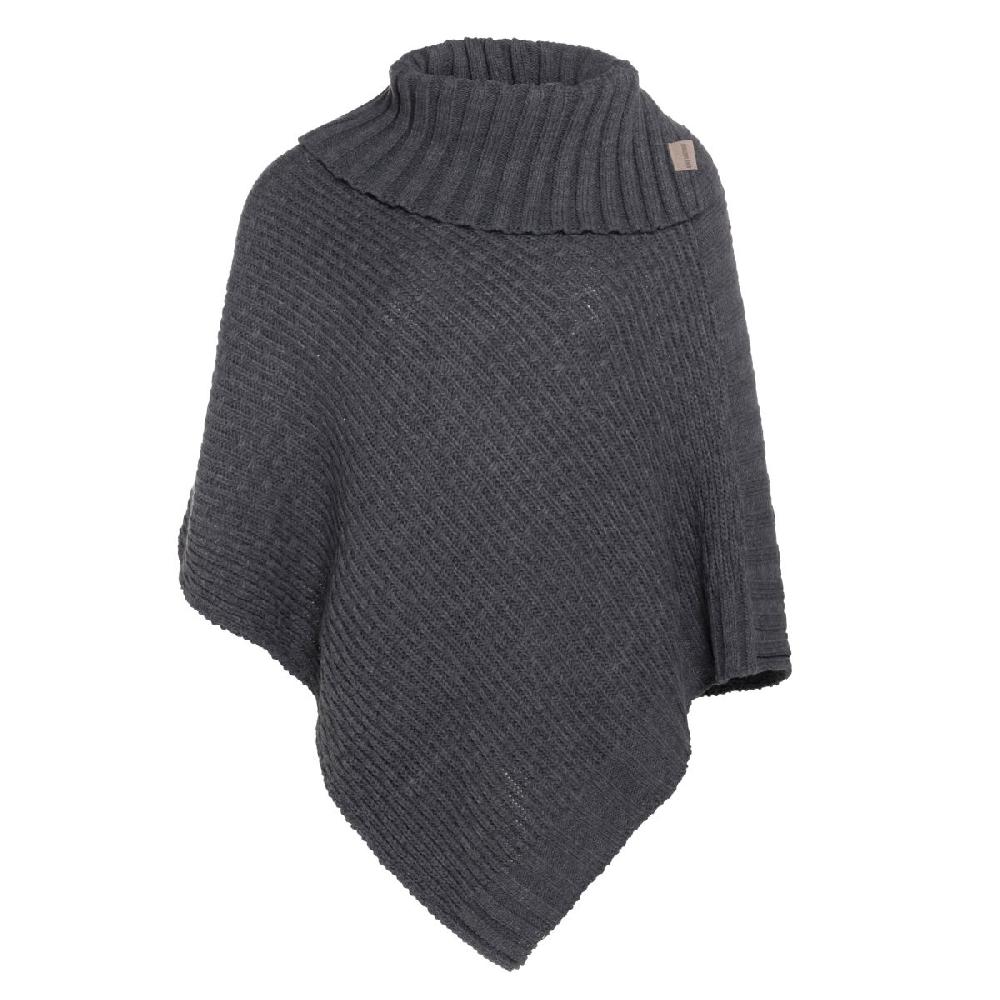 knit factory Nicky Gebreide Poncho Antraciet