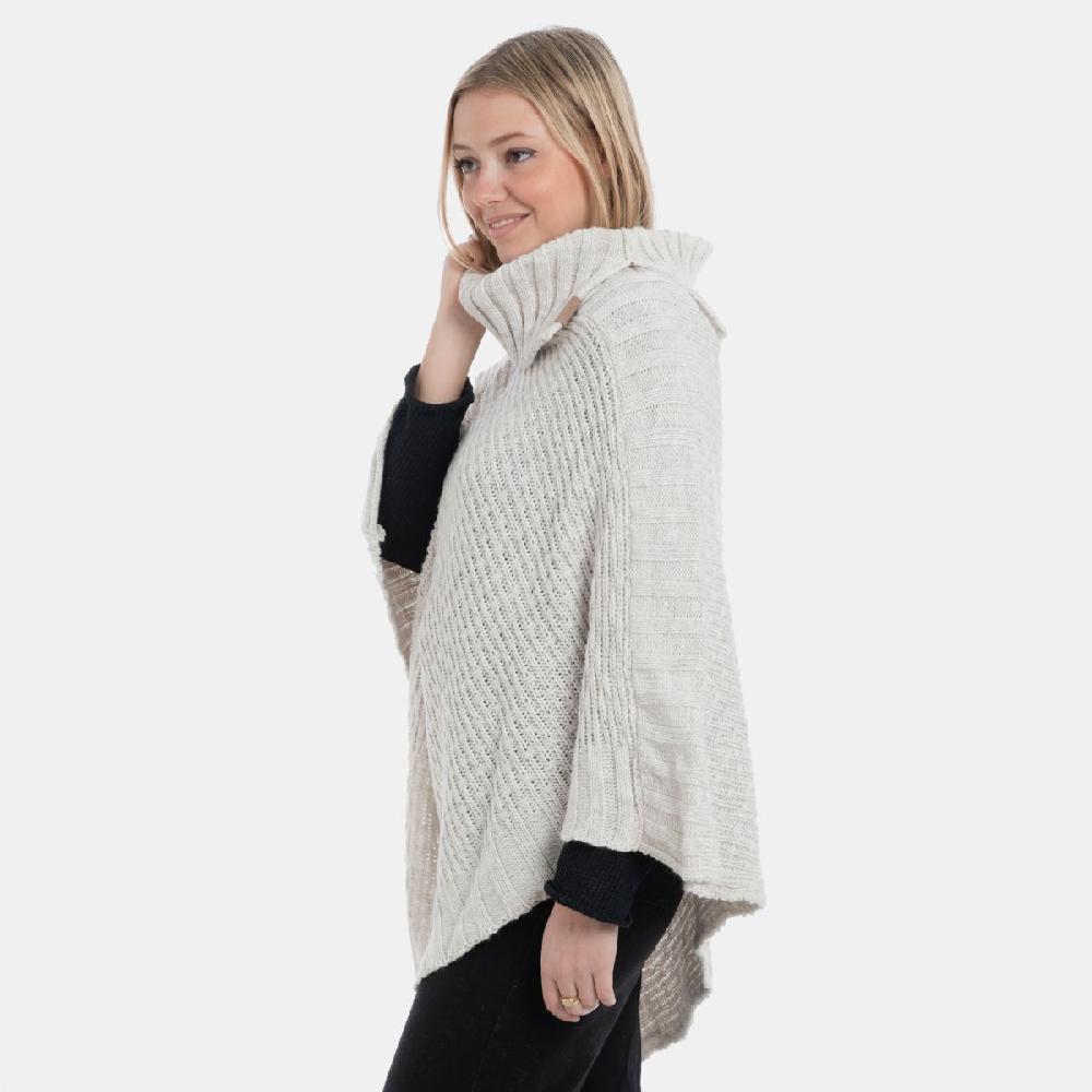 Knit Factory Nicky Gebreide Poncho Beige