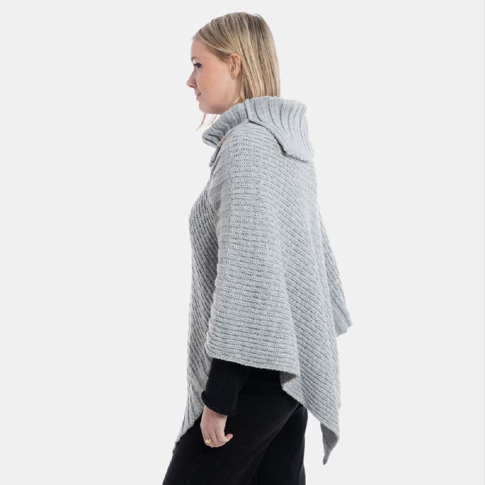 Knit Factory Nicky Gebreide Poncho Licht Grijs