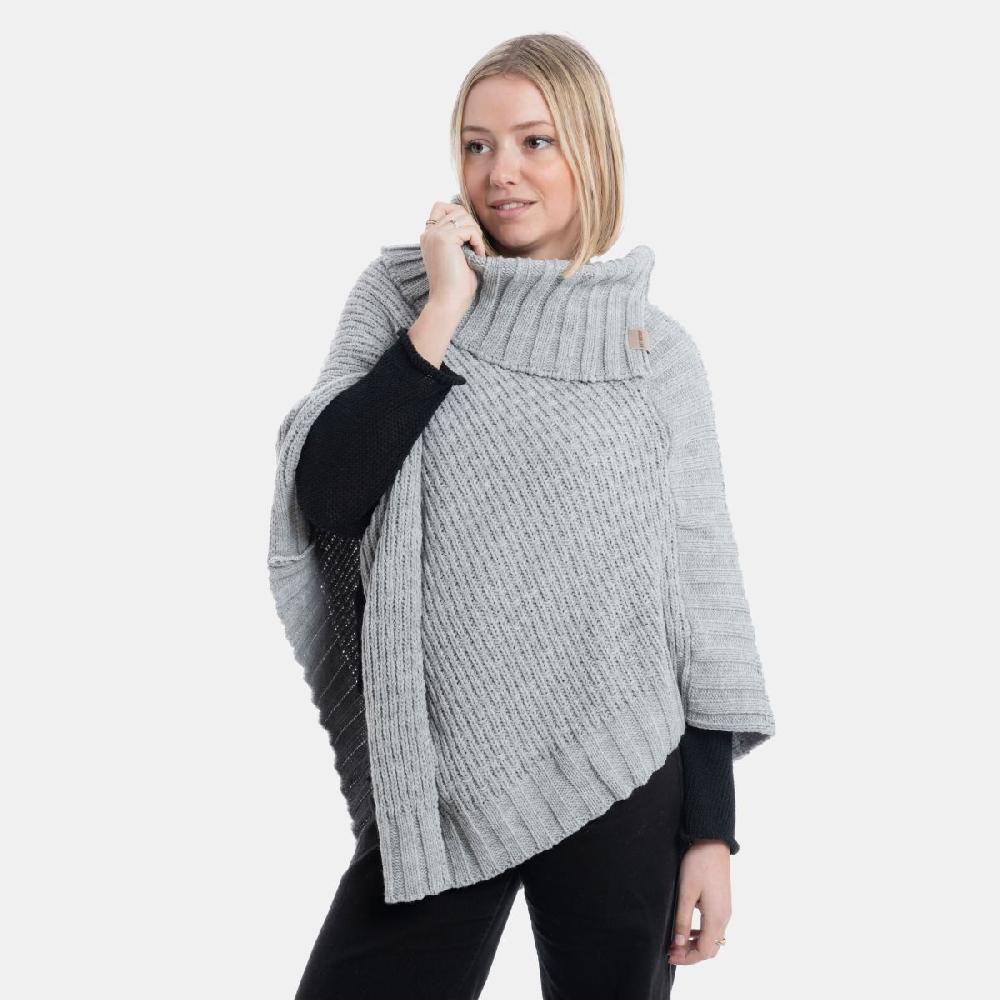 Knit Factory Nicky Gebreide Poncho Licht Grijs