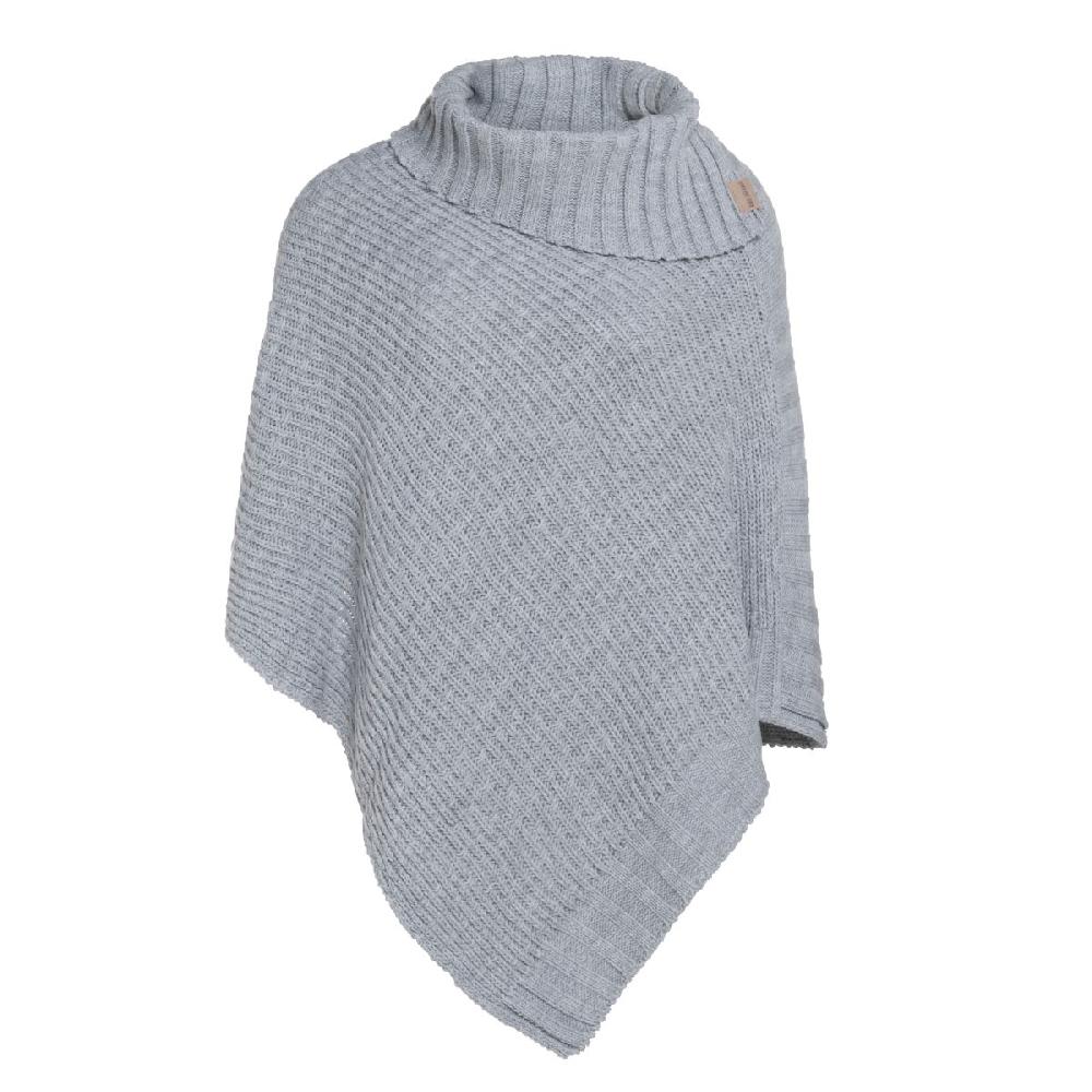 knit factory Nicky Gebreide Poncho Licht Grijs