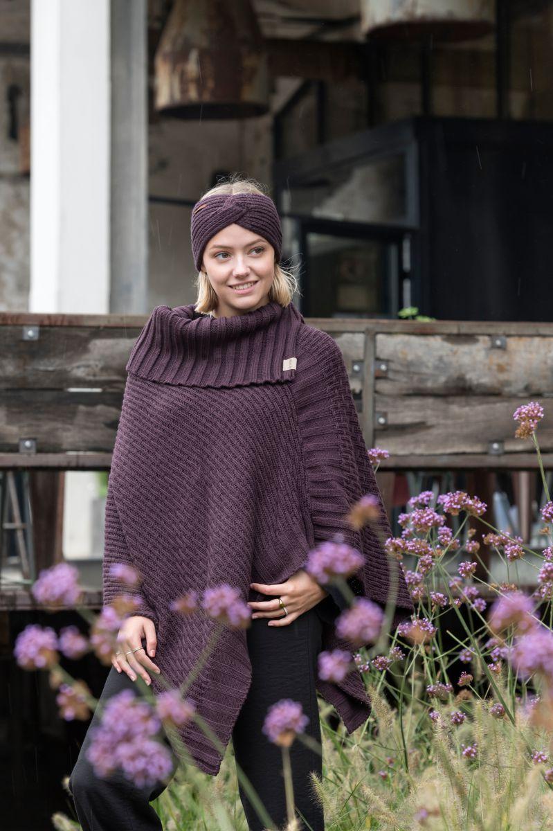 Knit Factory Nicky Gebreide Poncho Purple