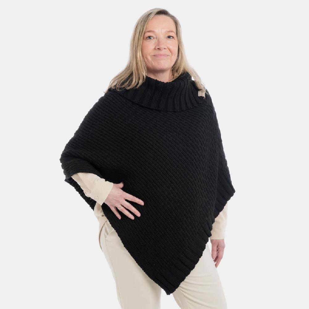 Knit Factory Nicky Gebreide Poncho Zwart