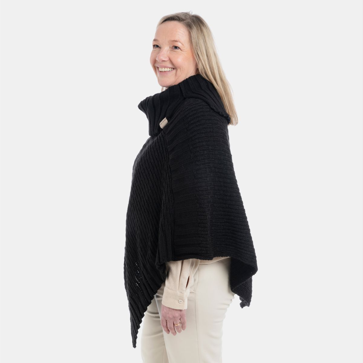 Knit Factory Nicky Gebreide Poncho Zwart