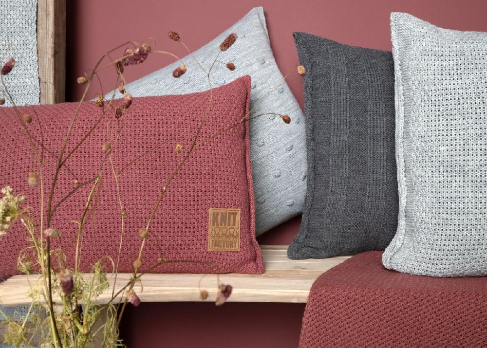 Knit Factory Noa Kussen Licht Grijs - 50x50