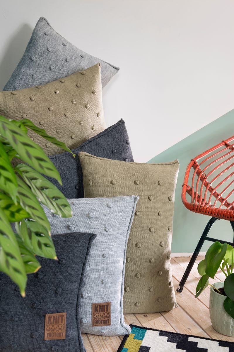 Knit Factory Noa Kussen Licht Grijs - 60x40