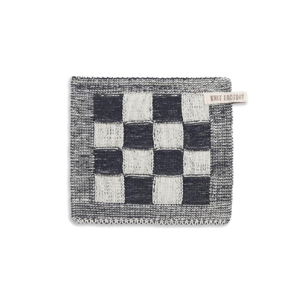 knit factory Pannenlap Block Ecru/Antraciet