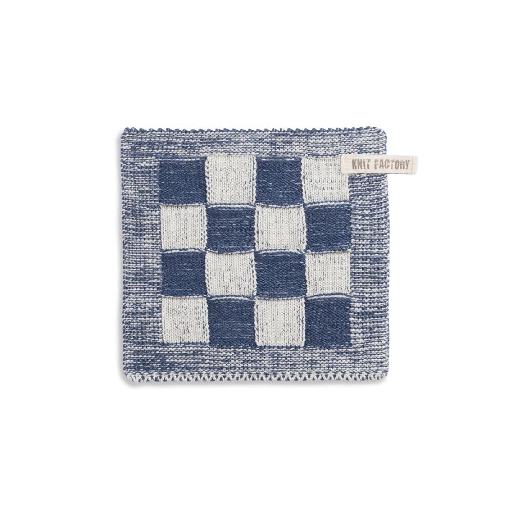 knit factory Pannenlap Block Ecru/Jeans