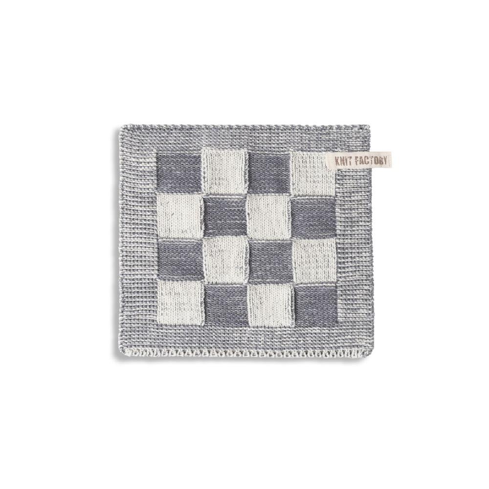 knit factory Pannenlap Block Ecru/Med Grey