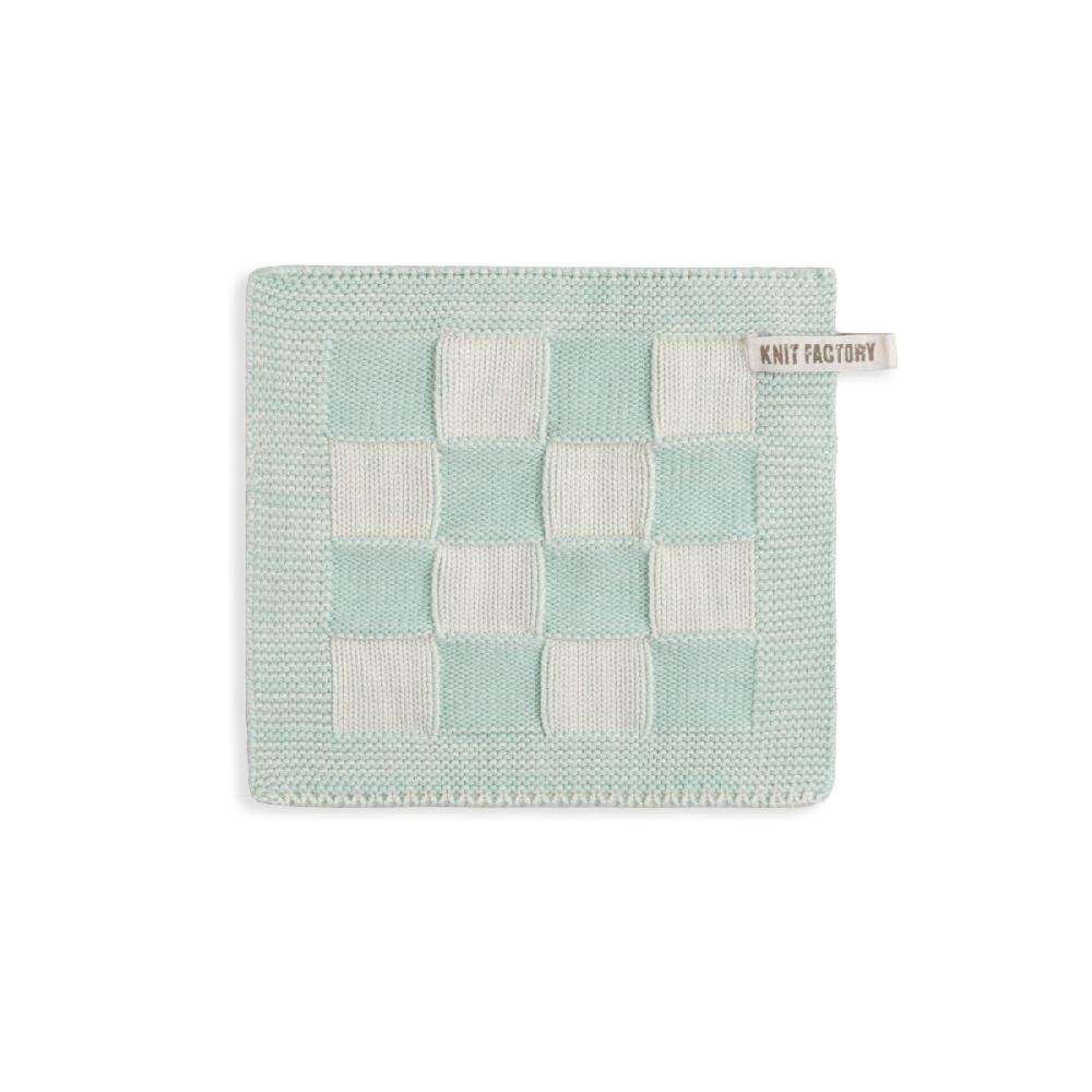 knit factory Pannenlap Block Ecru/Mint