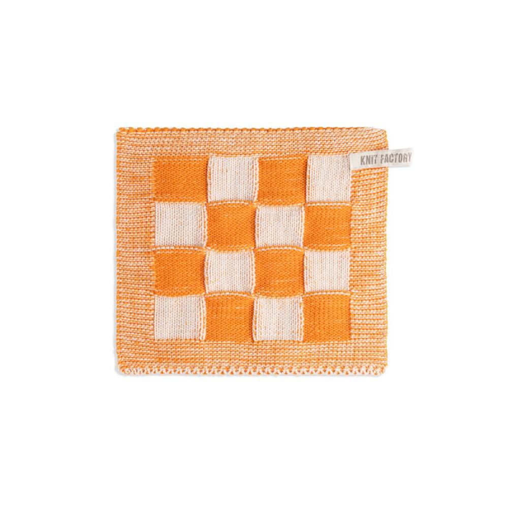 knit factory Pannenlap Block Ecru/Orange