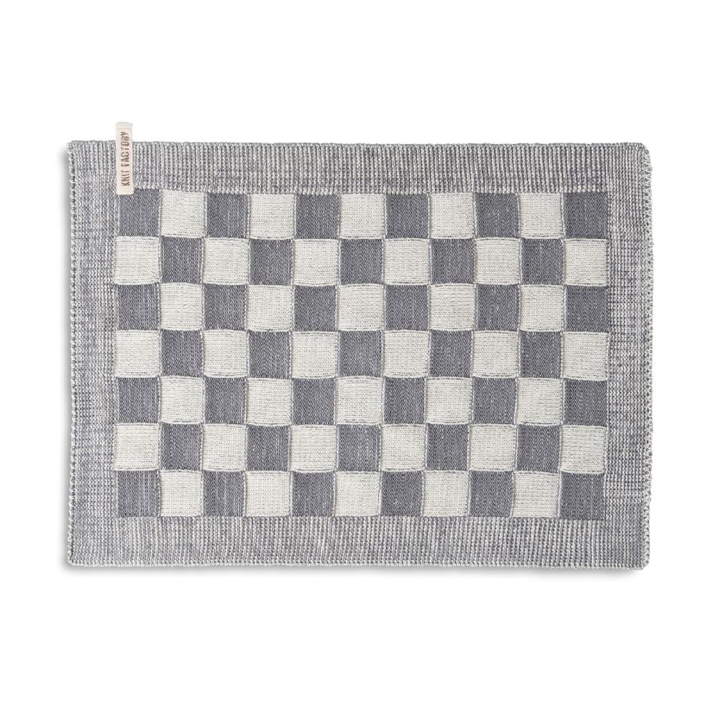 knit factory Placemat Block Ecru/Med Grey