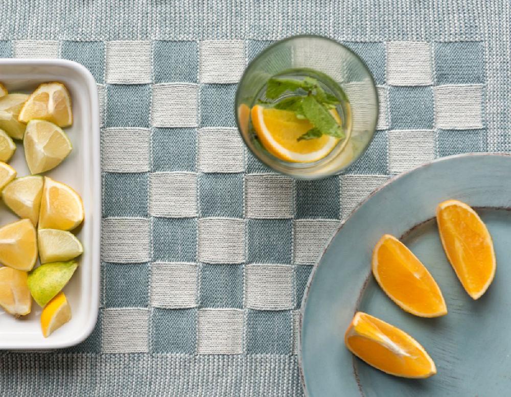 Knit Factory Placemat Block Ecru/Stone Green