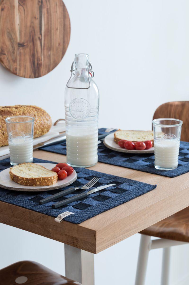 Knit Factory Placemat Block Zwart/Jeans