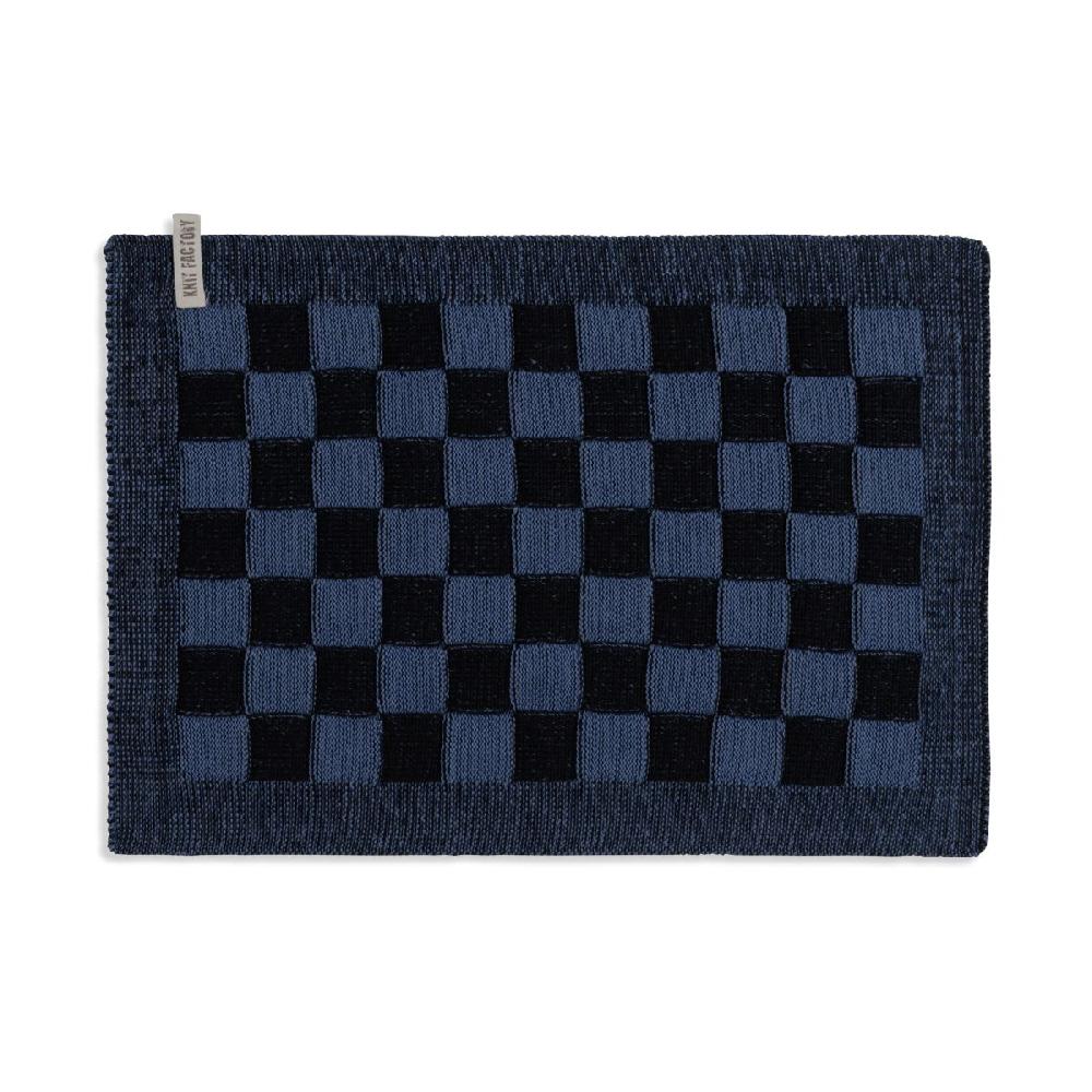 knit factory Placemat Block Zwart/Jeans