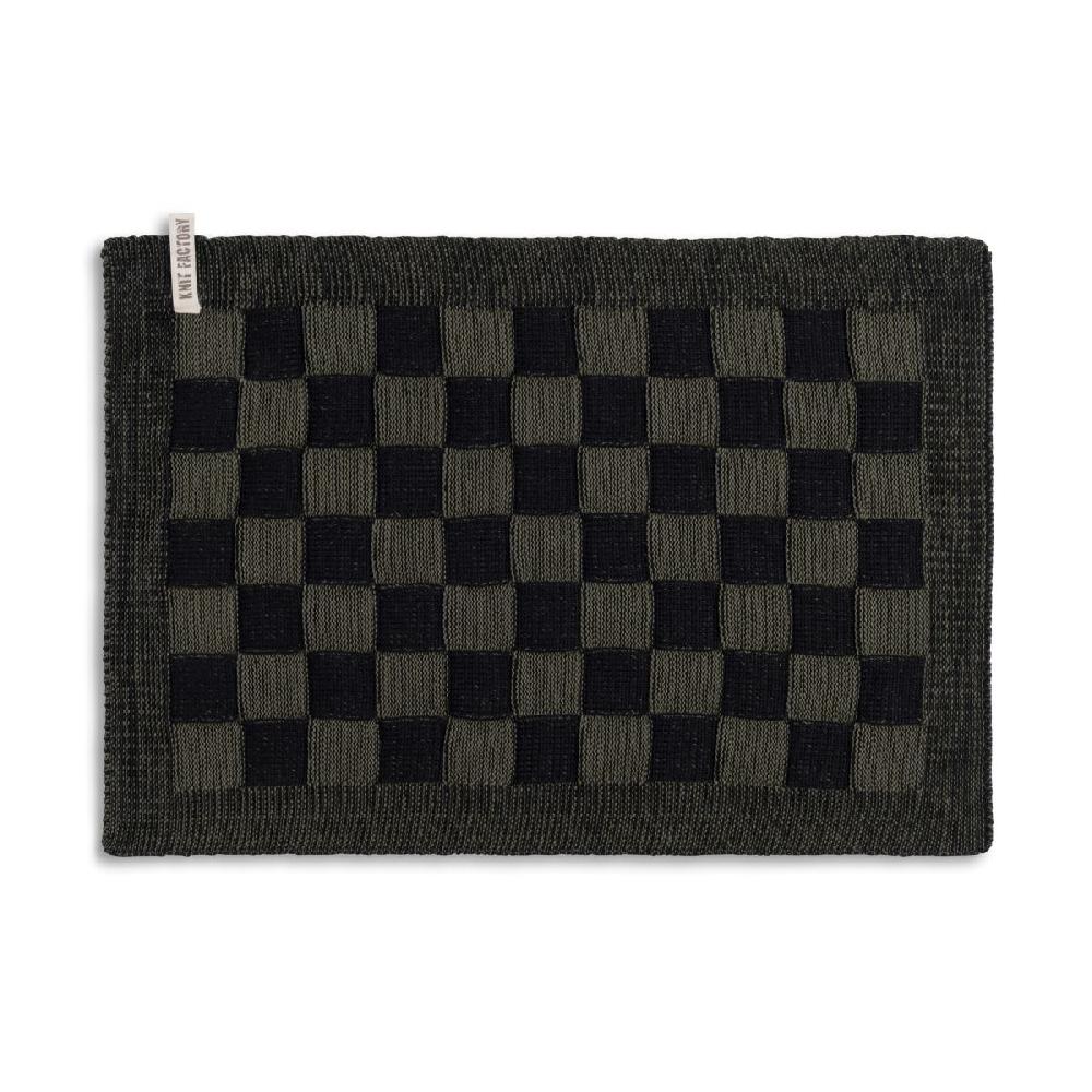 knit factory Placemat Block Zwart/Khaki
