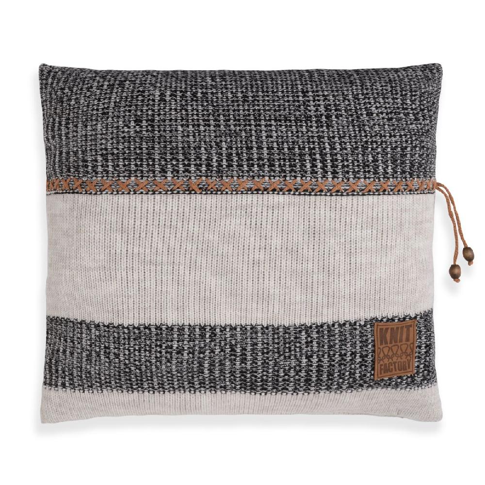 knit factory Roxx Kussen Beige/Zwart - 50x50