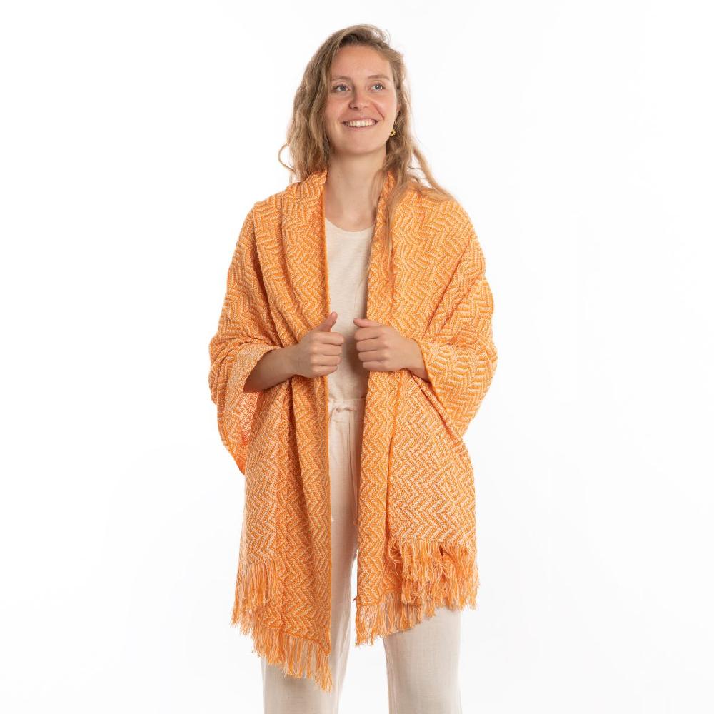 Knit Factory Soleil Sjaal Ecru/Orange