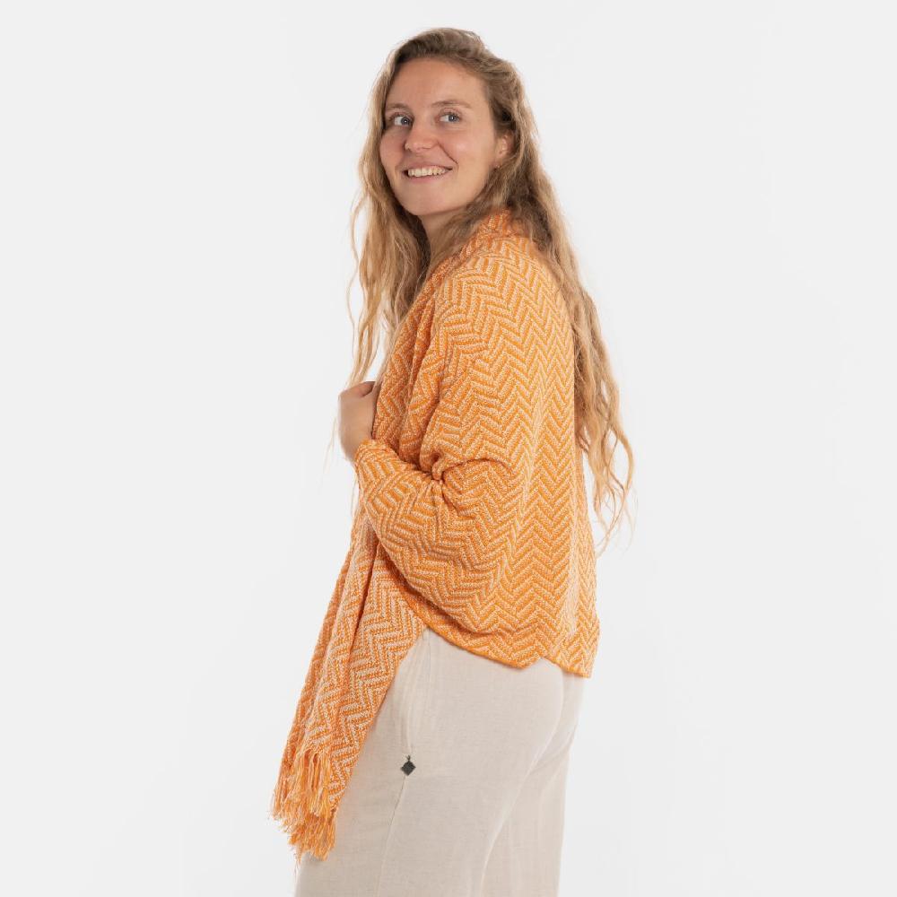 Knit Factory Soleil Sjaal Ecru/Orange