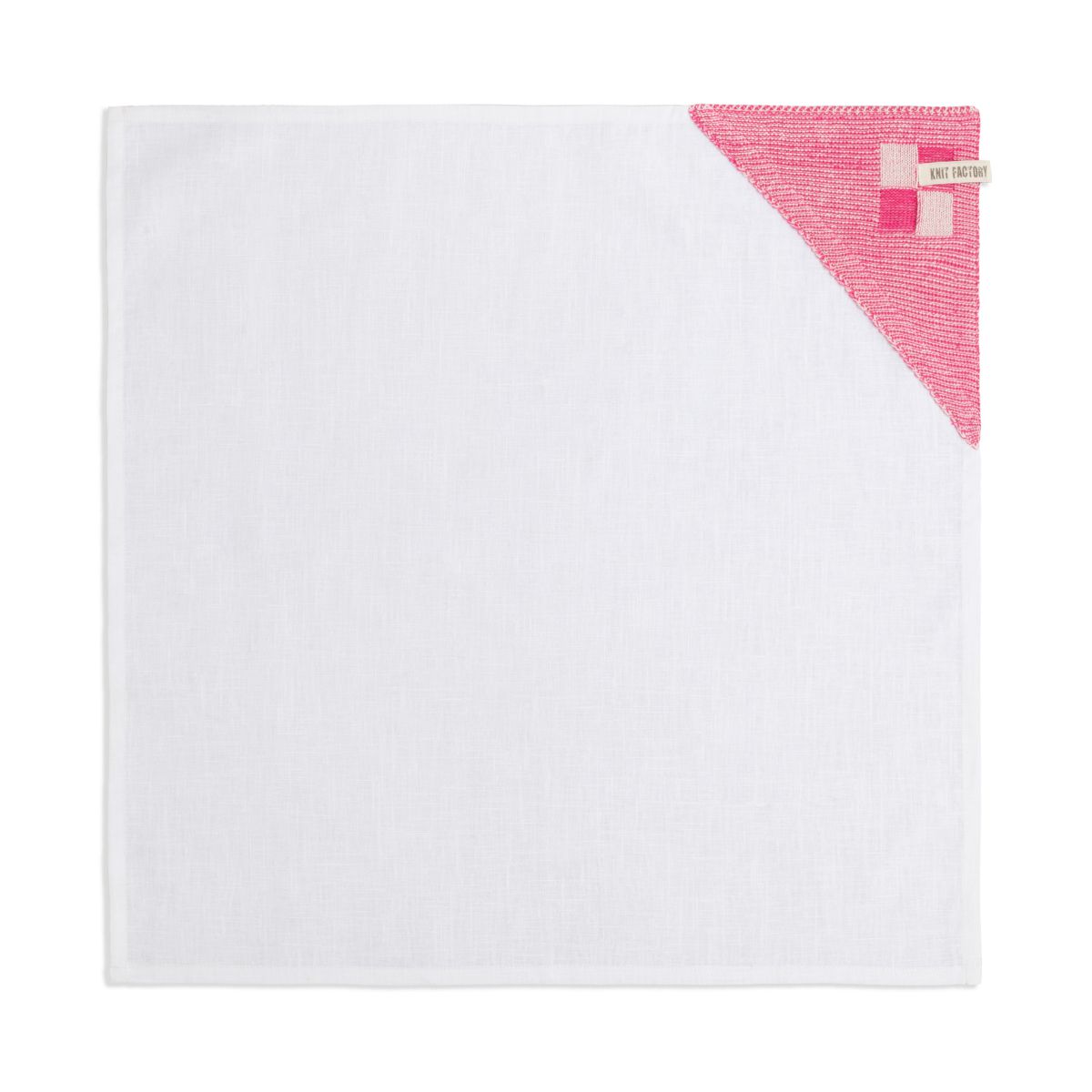 knit factory Theedoek Block Ecru/Fuchsia