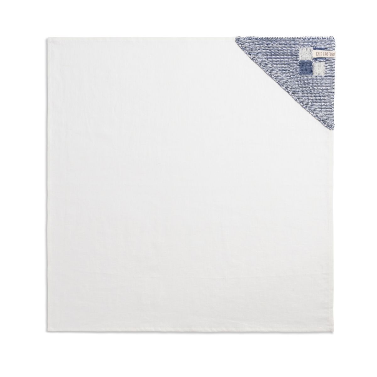 knit factory Theedoek Block Ecru/Jeans