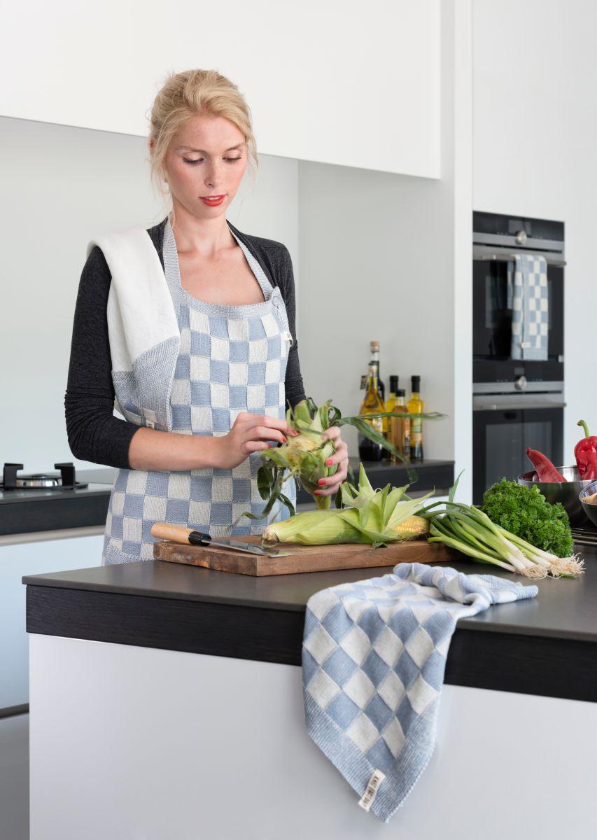 Knit Factory Theedoek Block Ecru/Orange