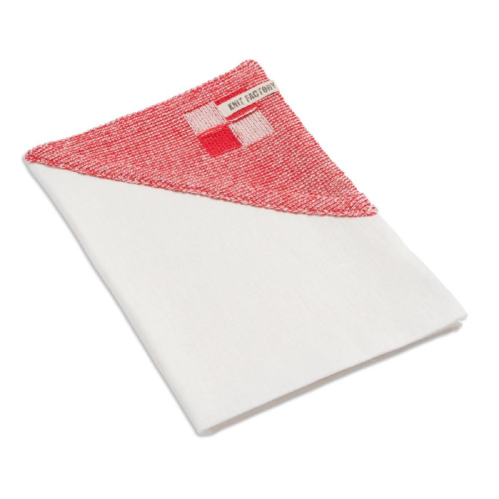 Knit Factory Theedoek Block Ecru/Rood