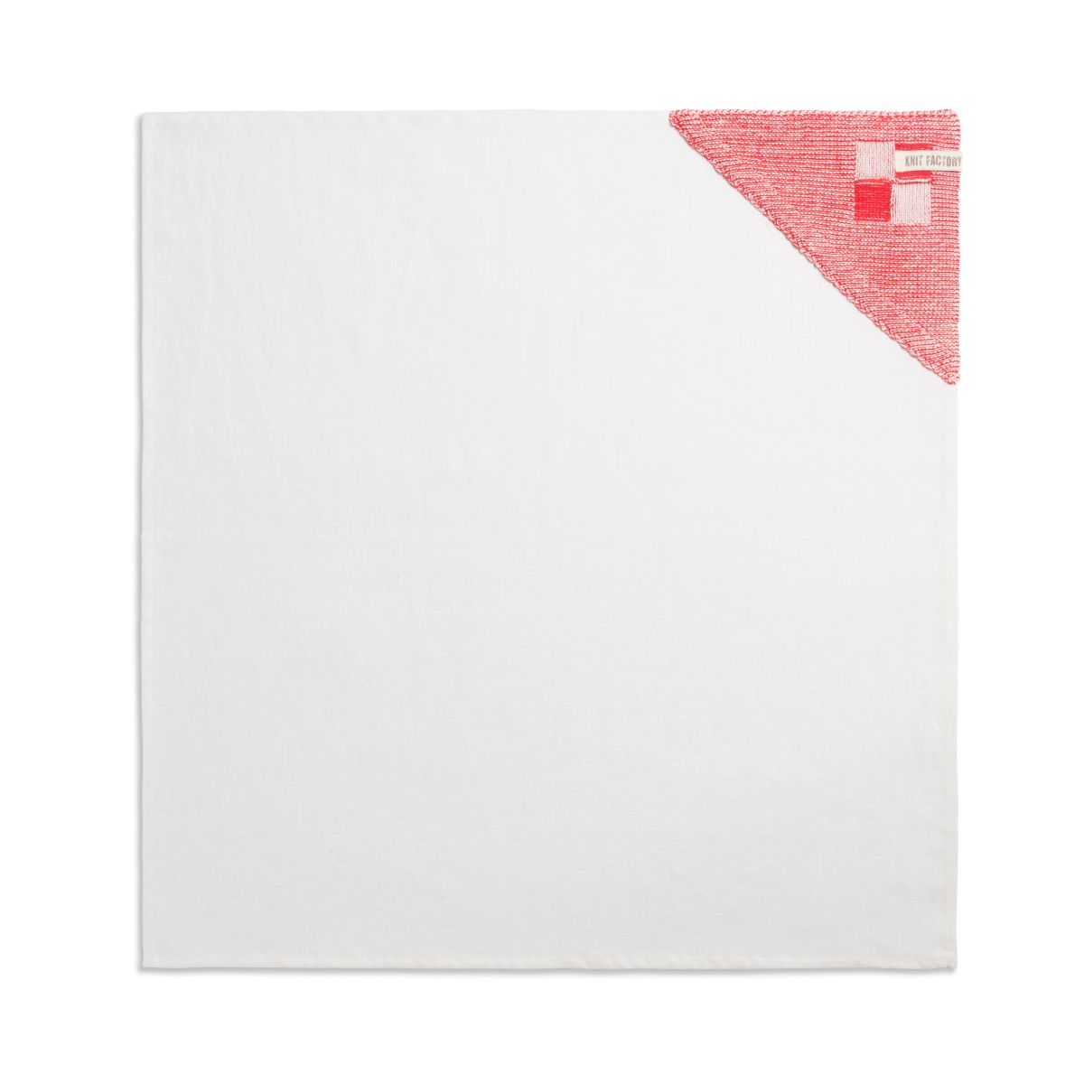 knit factory Theedoek Block Ecru/Rood